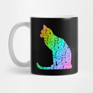 Colorful Halloween Cat With Pumpkin Mug